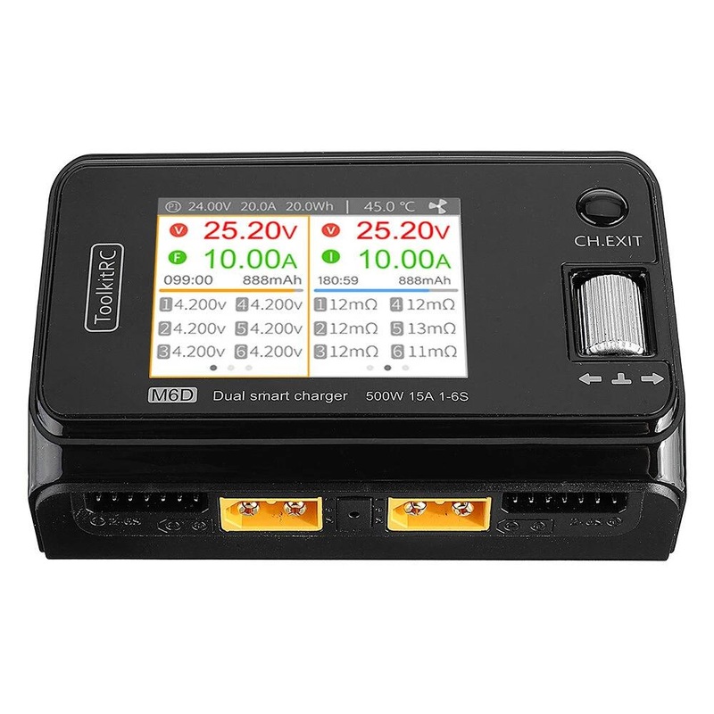 ToolkitRC M6D 500W 15A High Power DC Dual Smart Charger Discharger