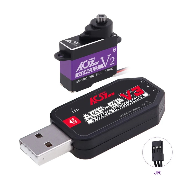 AGFRC A06CLS V2 - 3.0KG 6g Titanium Gear Super Fast Programmable Micro Servo For 1/18 1/24 1/27 1/28 Mini Car GLR GLA MRZ Airplane A06CLS 20T JR