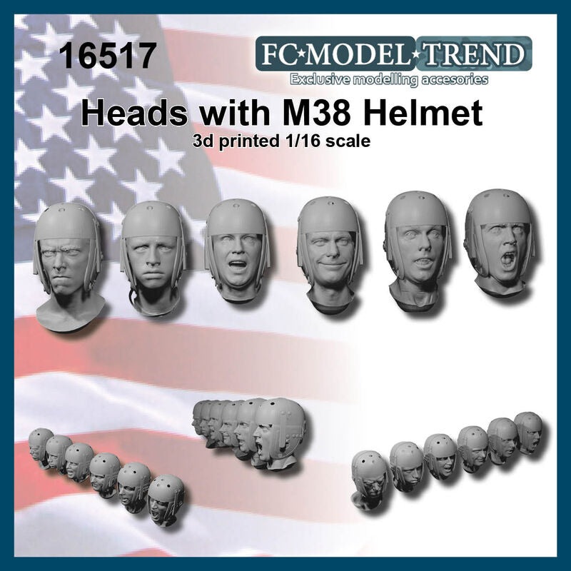 FC Model Trend 16517 1/16 US tank Crew WWII Heads with M38 Helmet