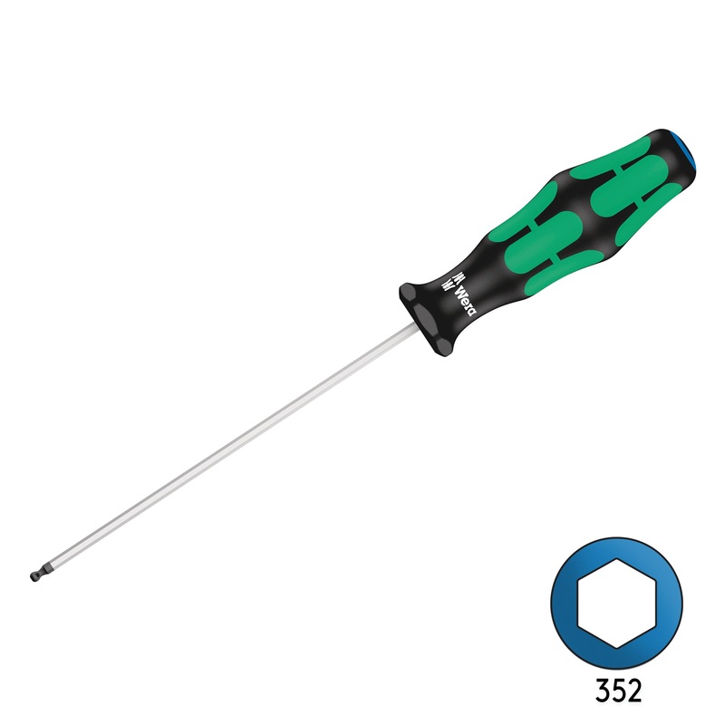 Wera 352 2mm x 100mm Ball End Hex Screw Driver 05022800001
