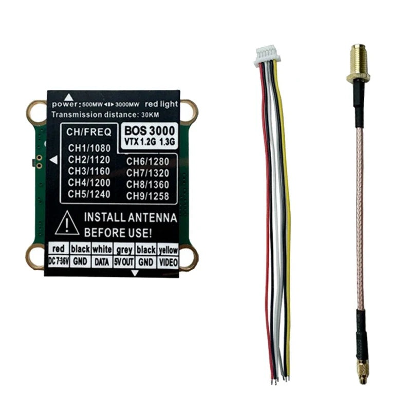 1.2G 1.3G 3W 9CH VTX - High Power 3000mw FPV Transmitter PAL/NTSC For DIY FPV Drone Random Color