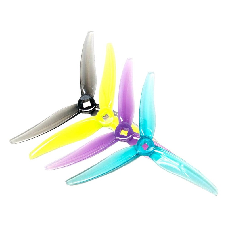 Gemfan Hurricane 4525 4.5" Durable Tri-Blade Propeller (2CW + 2CCW) Clear Grey