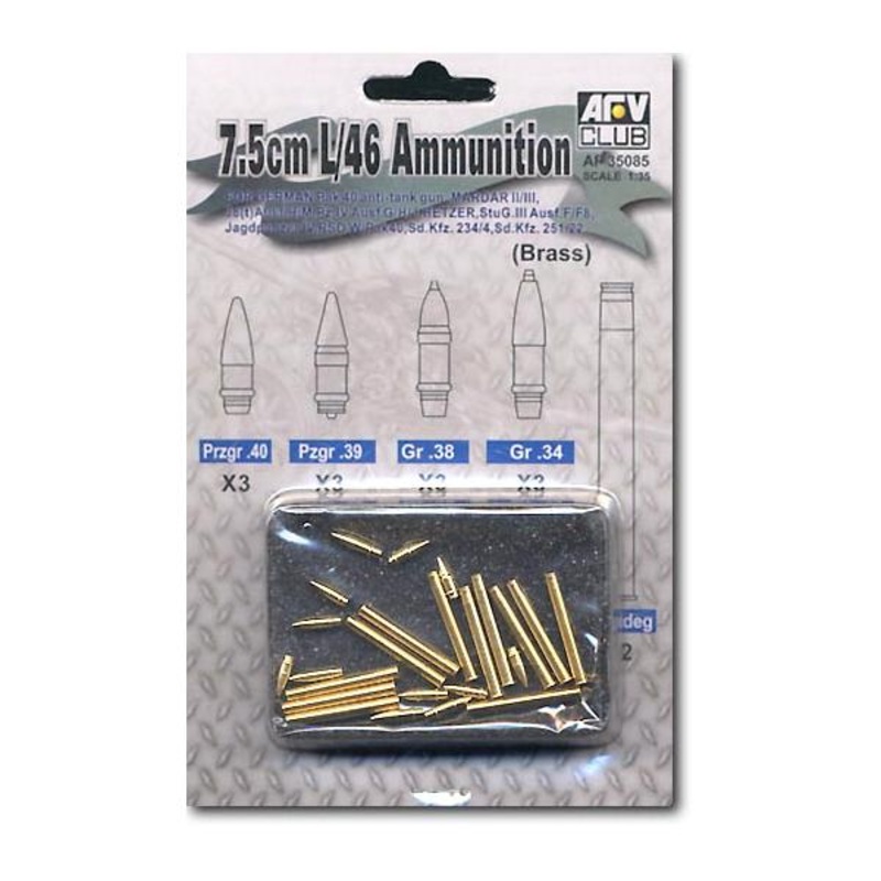 AFV Club 35085 1/35 7.5cm/L46 AMMUNITION (BRASS)