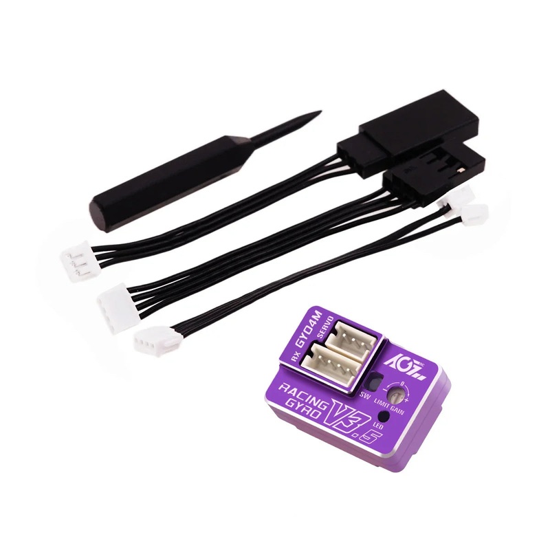 AGFRC GY04M V3.5(Purple) Aluminum Case - High Stability Mini Dual Gain Steering Tuned Gyro For Mini-Z Car Drift F1 Touring Offroad GY04M V3.5 Purple