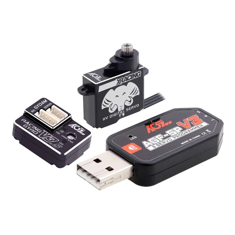 AGFRC Short Cable A06CLS V2 15T Spline MG 3.0KG 0.052Sec Programmable Coleress RC 7g Micro Servo for Mini Car GLR GLA MRZ Airplane Combo Set 1