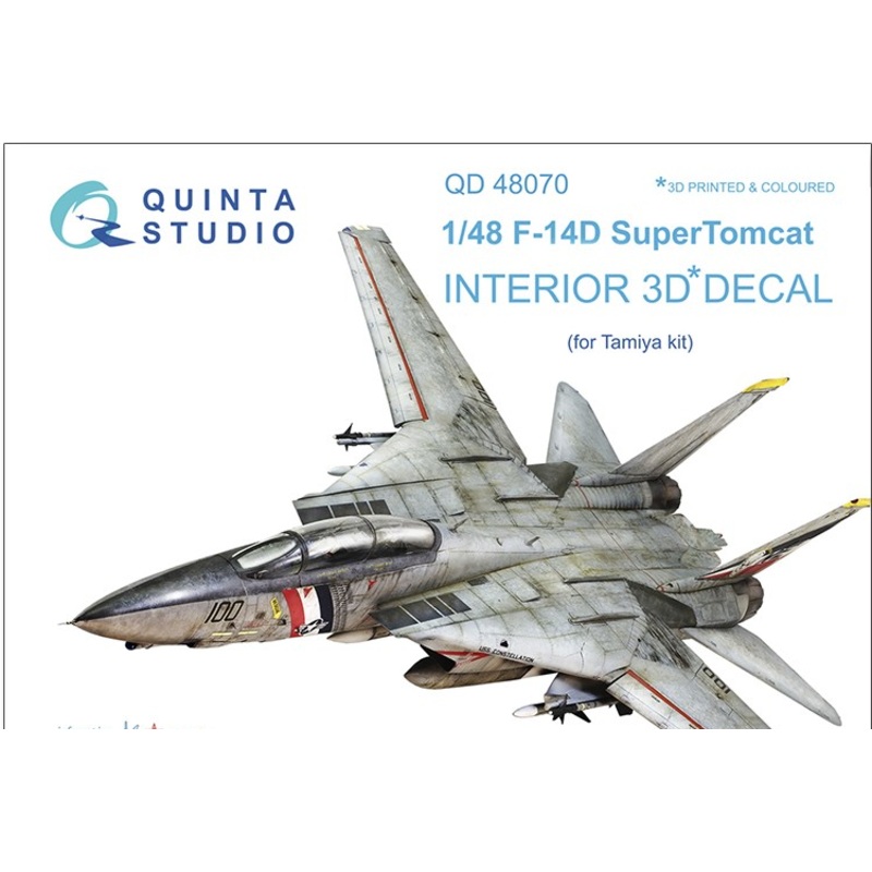 Quinta Studio 48070 1/48 F-14D 3D-Printed & Colored Interior on Decal Paper (for Tamiya kit)