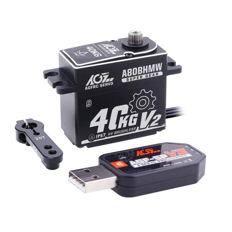 AGFRC A80BHMW V2 - Steel Gears 40KG Programmable Waterproof BLS RC Steering Servo For 1/10 Scale Car Crawler Buggy Truck Off-Road A80BHMW V2 40kg