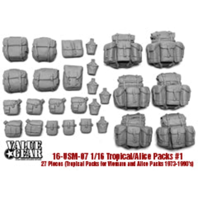 Value Gear 16USM06 1/16 Vietnam Tropical/Alice & Butt Packs #1 (Packs & Canteens)