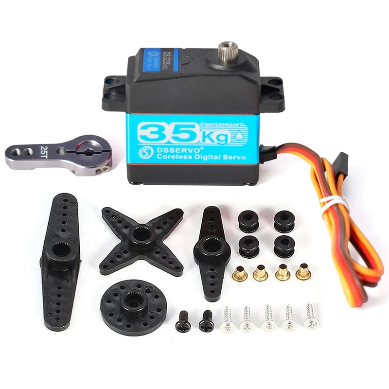 Dsservo DS3235 - 7.4V 35KG 180/270 Degree 0.11 sec/60 Waterproof Servo Metal Gear Digital Servo Baja Servo w/Metal Arm for 1/8 1/10 1/12 RC Cars 180 Degree