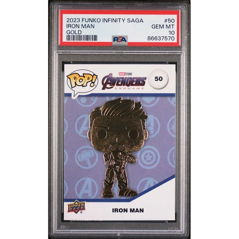 2023 UPPER DECK FUNKO POP MARVEL IRON MAN GOLD #50 PSA 10