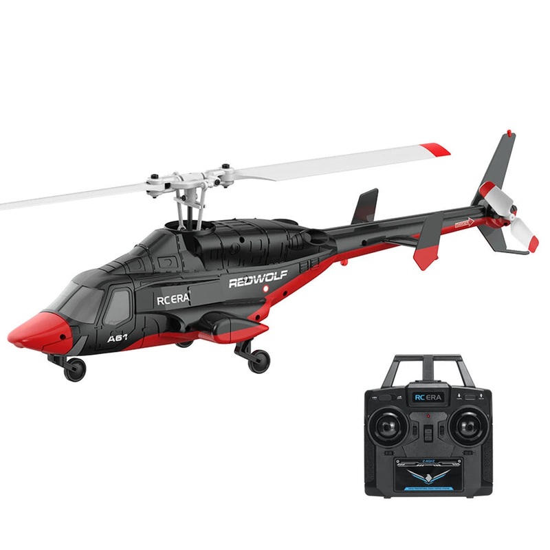 RC ERA A61 Airwolf 2.4G 4CH 6-Axis Gyro 1:53 Scale Optical Flow Localization Altitude Hold Flybarless RC Helicopter RTF Black