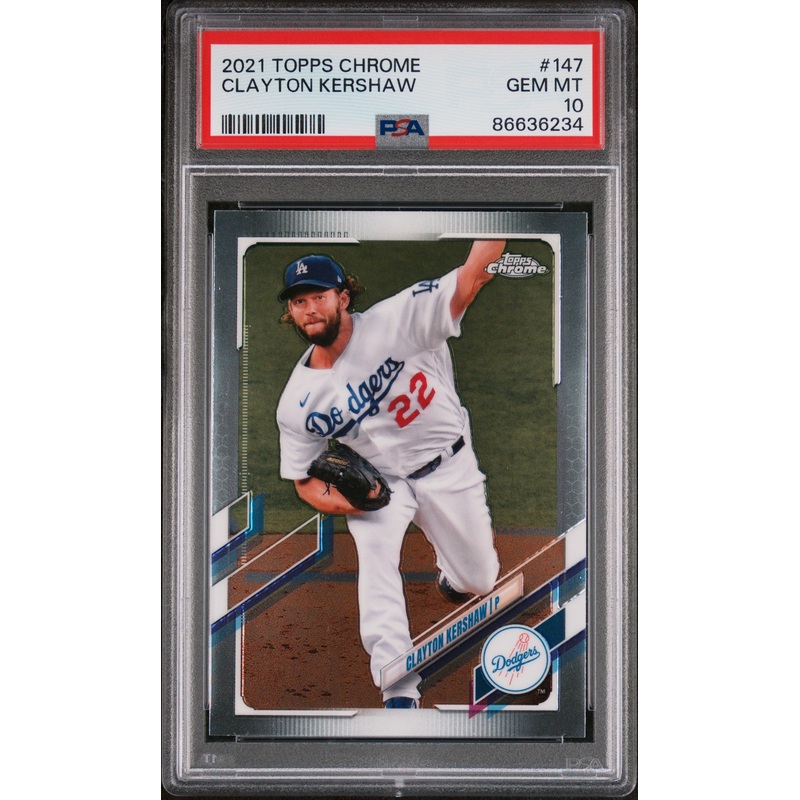 2021 TOPPS CHROME CLAYTON KERSHAW #147 - PSA 10