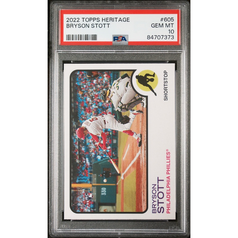 2022 TOPPS HERITAGE BRYSON STOTT #605 - PSA 10 ROOKIE CARD