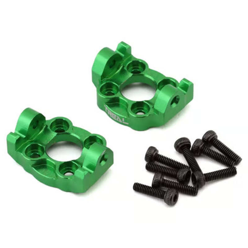 Treal Hobby Losi Mini LMT Aluminum Front C Hub Spindle Carriers (2) (0 Degree) Green