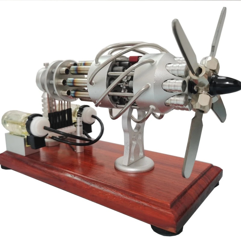 16 Cylinder Swash Plate Stirling Engine Model Quartz Glass Hot Air Creative Motor Engine Generator Single / Double Gas Tank Science Discovery Technology Education Toys