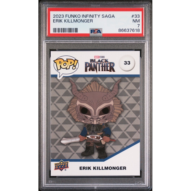 2023 UPPER DECK FUNKO POP MARVEL ERIK KILLMONGER #33 PSA 7