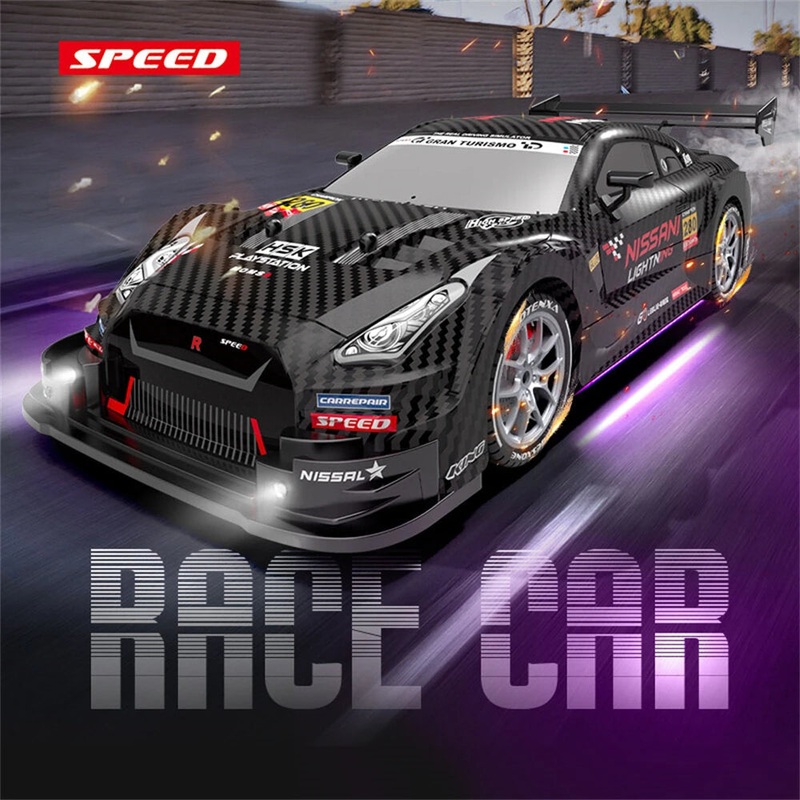 XJRC XJ-1996 RTR 1/16 2.4G 4WD Drift RC Car Mini Racing LED Light Remote Control High-Speed Motor On-Road Race Vehicle Model Boys Gifts Toys Blue