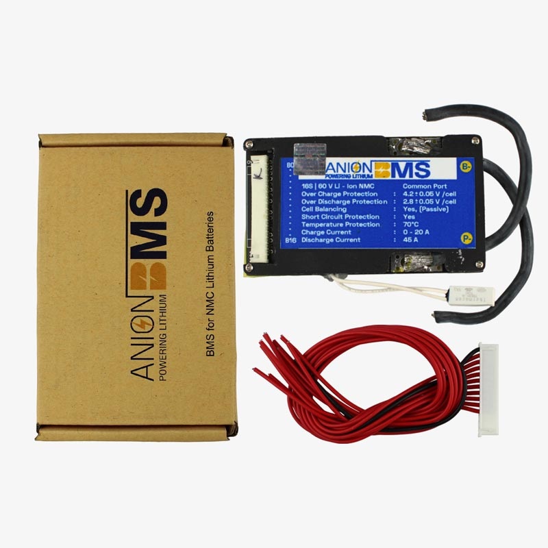 16S 60V/59.2V 40A BMS for Lithium Ion NMC Battery With Cell Balancing (Common Port)
