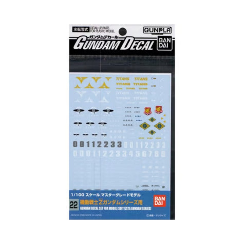 Bandai BAS1134149 GD-22 MG Multi-use Mobile Suit Zeta Gundam Waterslide Decals