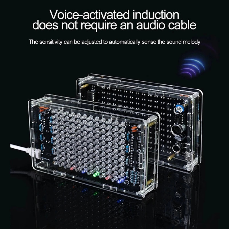 DIY Soldering Project Spectrum USB Mini Electronic Display Sound Activated Home Stereo Speaker DIY Kits for Leaning Soldering Transparent