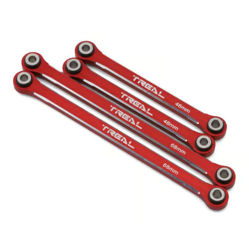 Treal Hobby Aluminum Upper Suspension Links for Traxxas TRX-4M (4) Red