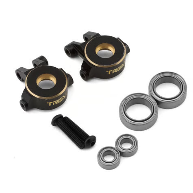 Treal Hobby Brass Front Steering Knuckles for Traxxas TRX-4M (2) (9.7g) Black (9.7g)