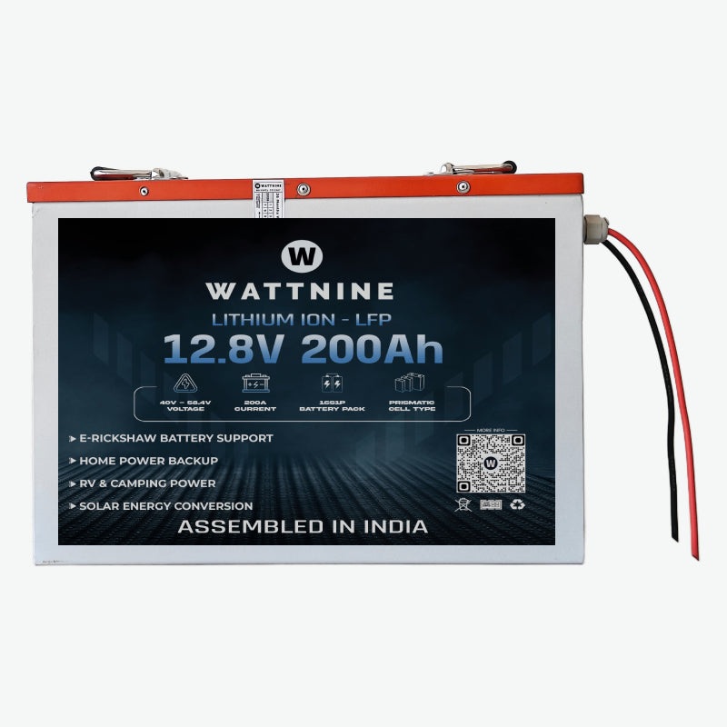WATTNINE 12.8V 200Ah LiFePO4 Lithium Inverter Battery Pack