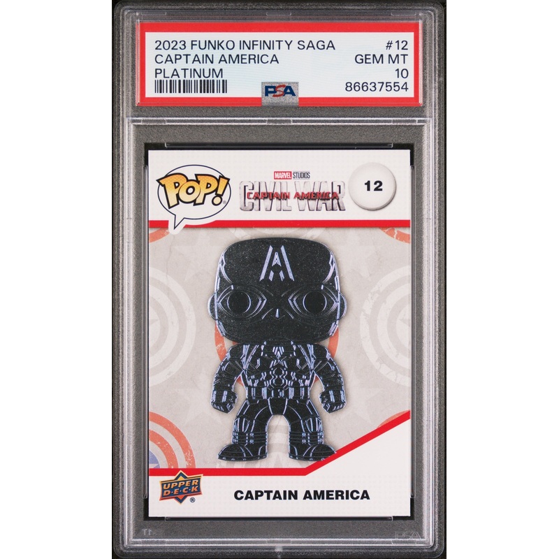 2023 UPPER DECK FUNKO POP MARVEL CAPTAIN AMERICA PLATINUM #12 PSA 10