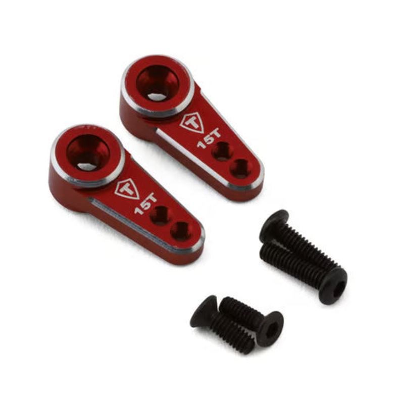 Treal Hobby FCX24 CNC Aluminum 15T Micro Servo Horns (2) (EMAX) Red