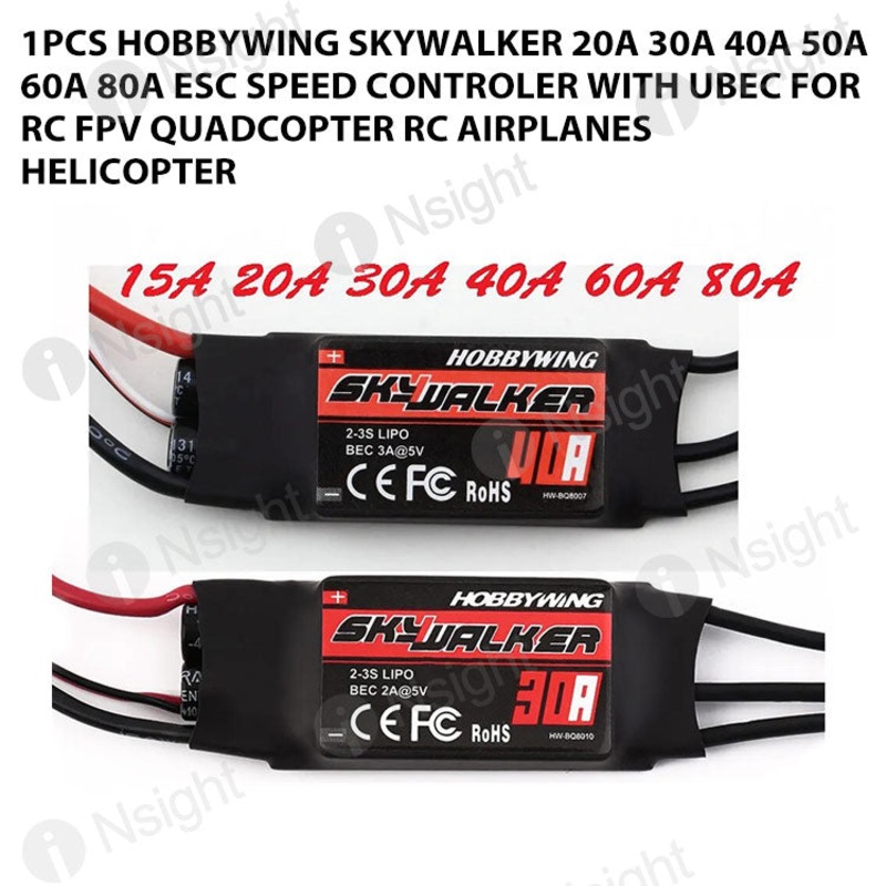 1pcs Hobbywing Skywalker 20A 30A 40A 50A 60A 80A ESC Speed Controler With UBEC For RC FPV Quadcopter RC Airplanes Helicopter