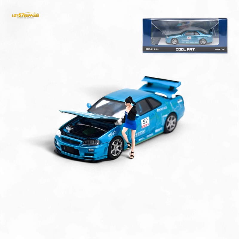 Cool Art Skyline R34 Blue #92 - With Figure 1:64