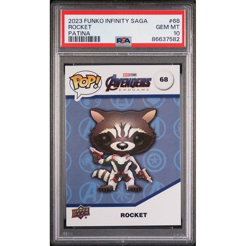 2023 UPPER DECK FUNKO POP MARVEL ROCKET PATINA #68 PSA 10