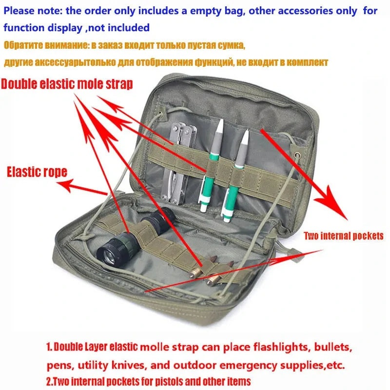 Tactical Admin Molle Pouch Medical EDC EMT Utility Bag Shell Design Waterproof Attachment Pouches Nylon Hiking Belt Bags Black