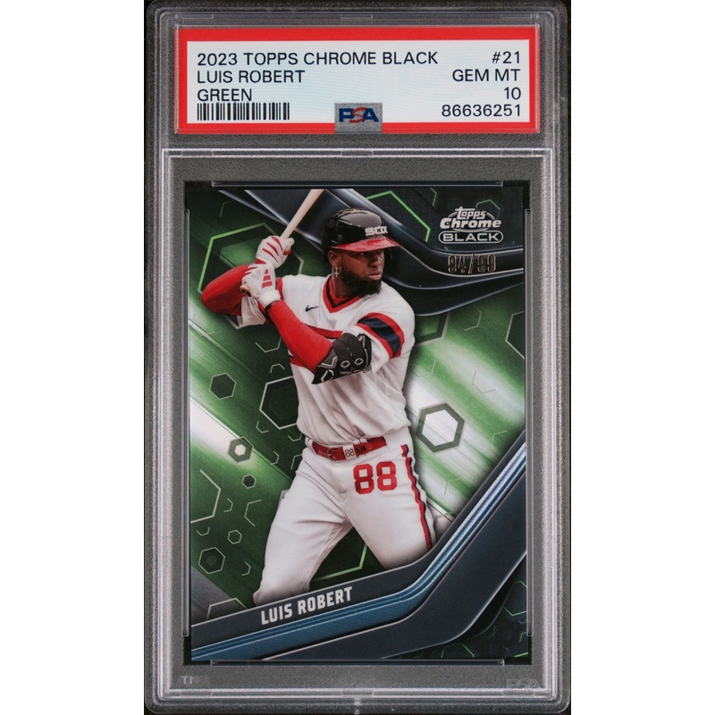 2023 TOPPS CHROME BLACK LUIS ROBERT GREEN REFRACTOR #21 - PSA 10