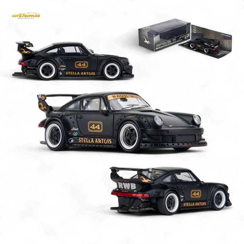 Model Model Porsche RWB 993 Stella Artois #44 Matte Black 1:64