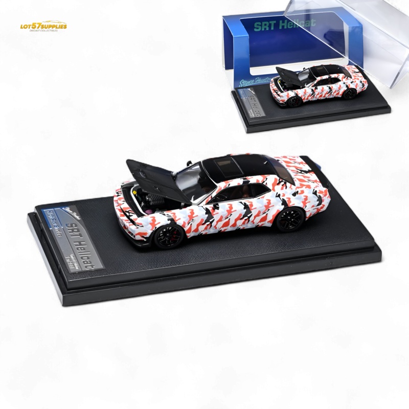 Stance Hunters Dodge Challenger SRT Hellcat Black - Red - White Camo 1:64