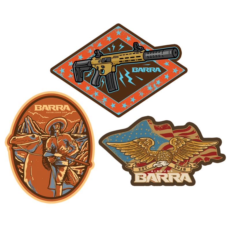 Barra Airguns Die Cut Stickers - 3 Pack