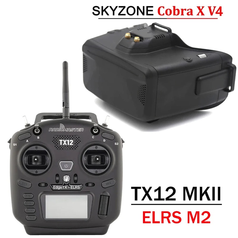 RadioMaster TX12 MKII MK2 Radio ELRS M2 EdgeTX OpenTX 16CH SKYZONE Cobra X V4 FPV Goggles 5.8Ghz 48CH FPV Receiver Set