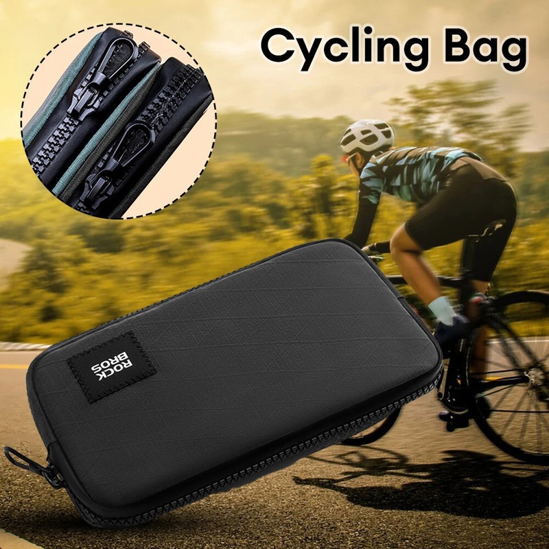 ROCKBROS 0.15L Portable Mini Cycling Phone Bag Lightweight Smooth Zipper Coin Purse Wallet Partitioned Storage Pack Grey Blue