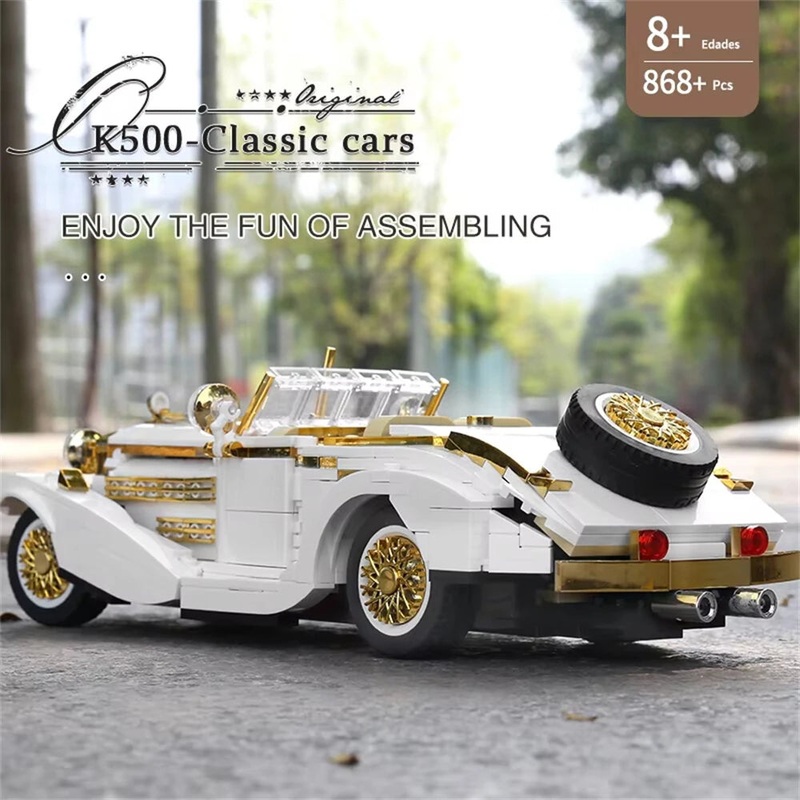 Mould King 10003 Technical Car The K500 Vintage Car Building Block Assembly Kit 868PCS Toys Kids Christmas Gift White