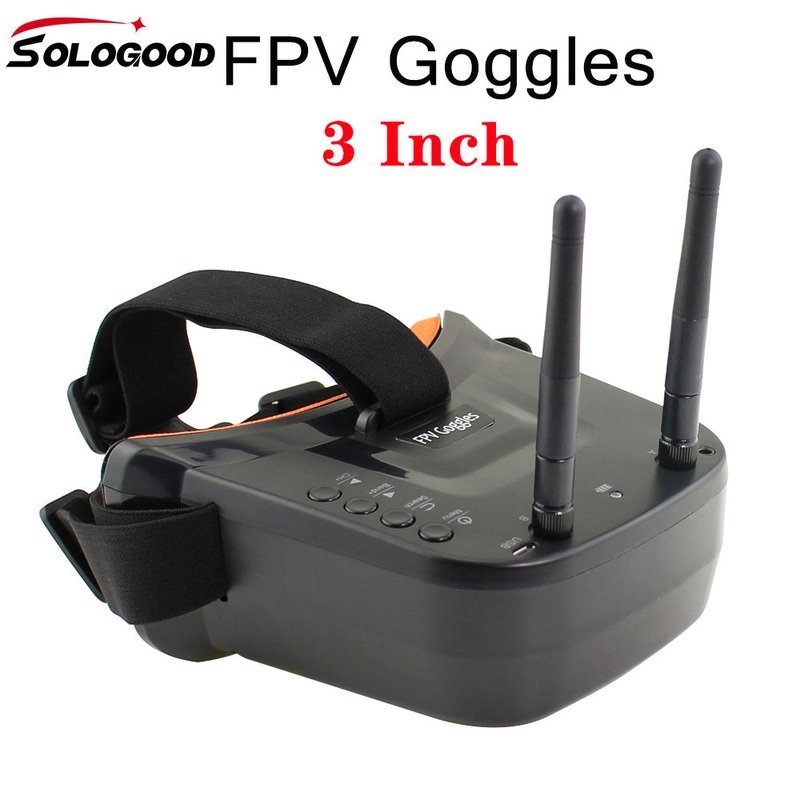 SoloGood LST-009 5.8G 40CH Dual Antennas FPV Goggles Monitor Video Glasses Headset 3 inch 480 X 320 Display for FPV Racing Drone Black