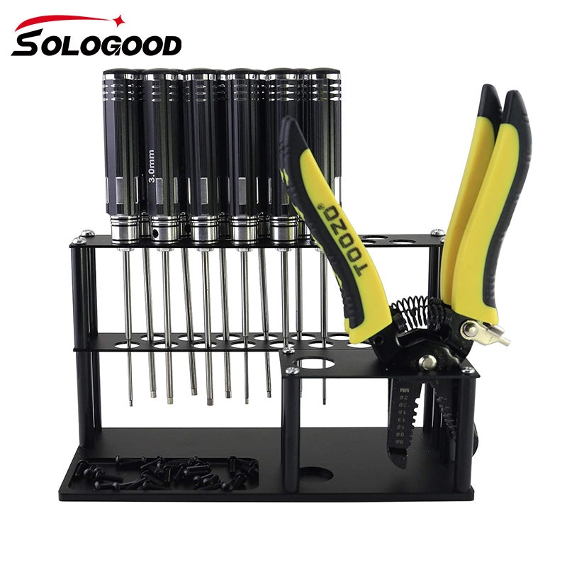 SoloGood RC Tool Stand Screwdriver Organizer Holder Phillips Hex Cross Storage Rack with Screw Tray 18 Holes for RC Car Heli