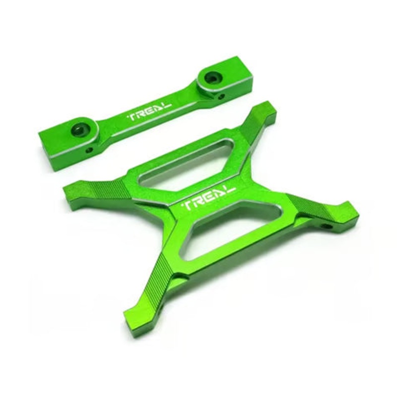 Treal Hobby Axial SCX10 Pro 7075 Billet Aluminum Rear Chassis Brace Set w/Body Post Mount Green