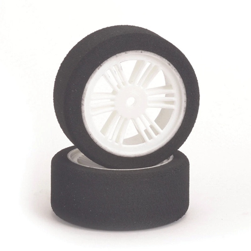 Contact RC J13504 1/10 Rear Foam Tires L30mm 35Sh Jap Compound White Wheels (2)