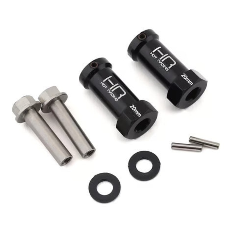 Hot Racing HRASCX10TT01 Axial Wheel Hub Extensions w/12mm Hex (Black) (2) (+20mm)