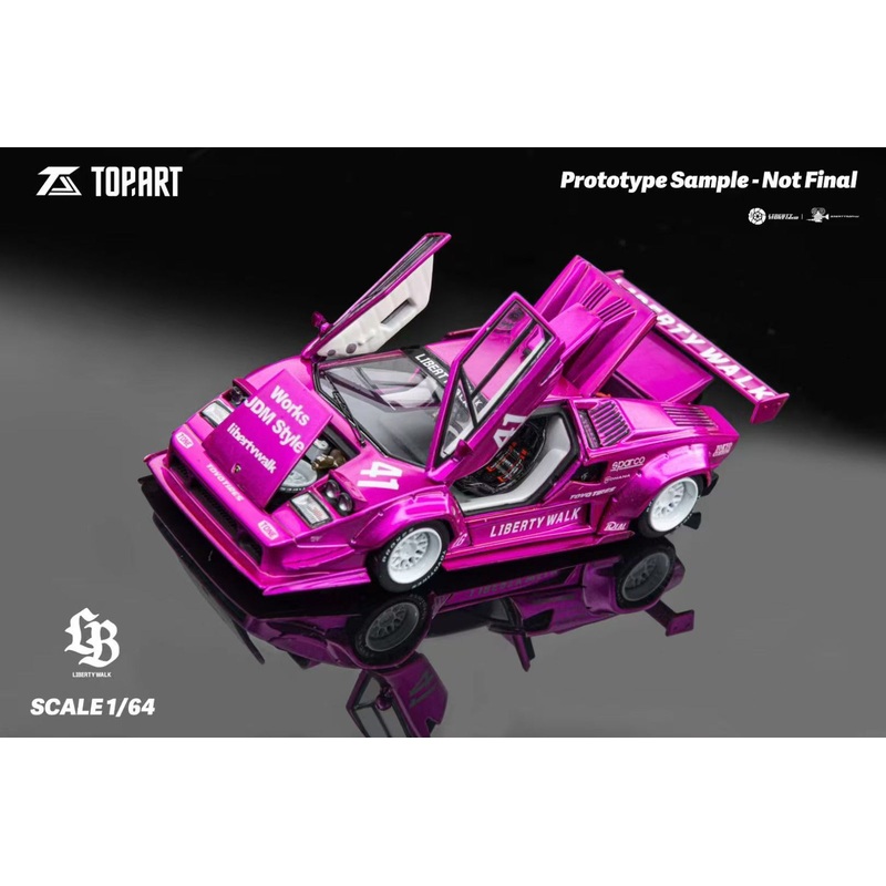 Topart Lamborghini Countach LBWK Flash Pink White 1:64