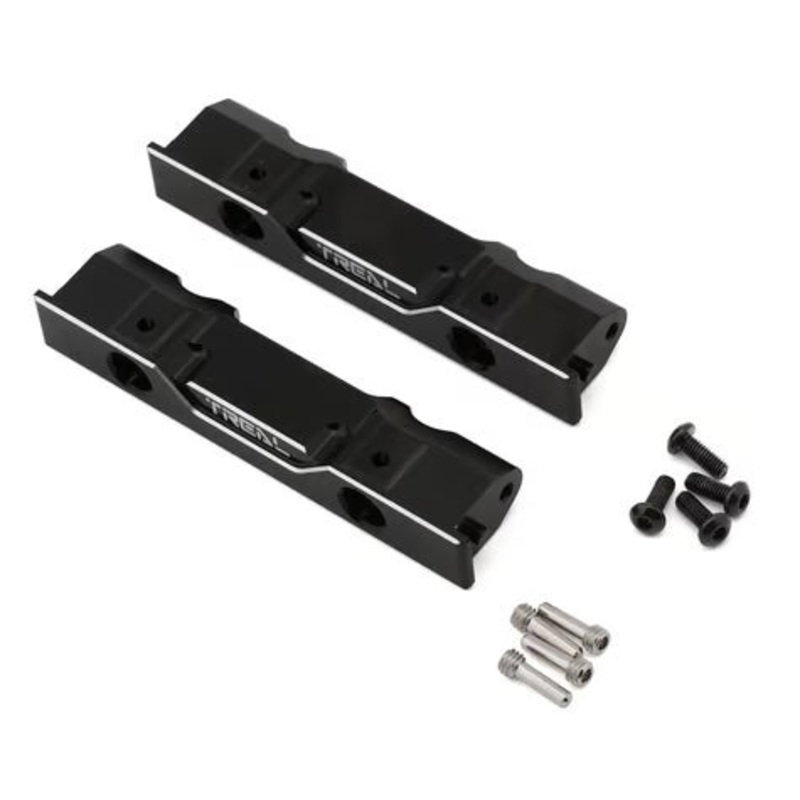 Treal Hobby SCX10 Pro 7075 Aluminum Front & Rear Bumper Mount Set Black