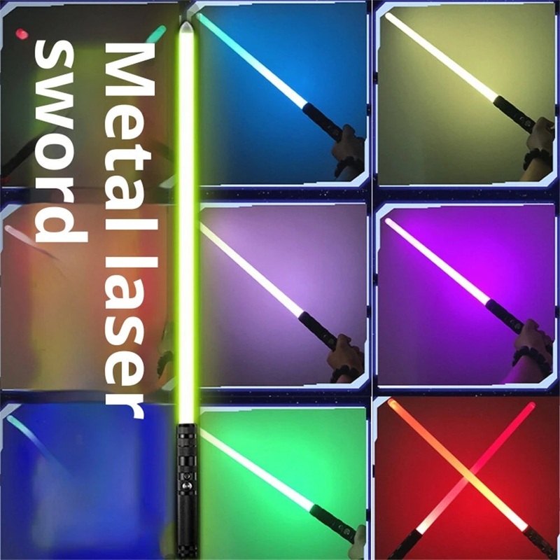 2-in-1 Metal Laser Sword with Hit Sound Seven Color Lights Rechargeable Perfect for Cosplay and Role-play Black