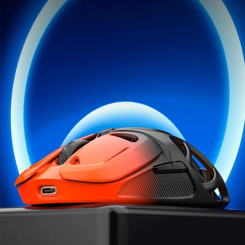 K-Snake X10 Tri-Mode Wireless Gaming Mouse Hollow Design 10000DPI RGB Lighting 400mAh Battery 10000Hz Polling Rate 71g Lightweight 2.4G/Bluetooth/Wired Esports Gamer Mice Black