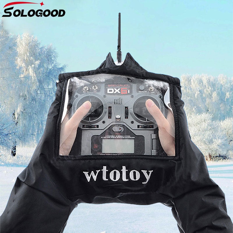 SoloGood FPV RC AT10II AT9S Remote Control Warm Gloves Outfield Warm Cover Transmitter Shield Hand Protector Winter Outdoor Drone FPV Black